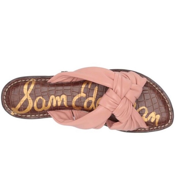 SAM EDELMAN Garson Pink Knotted Leather Slide Sandals Women’s Size 7.5 - Picture 2 of 16
